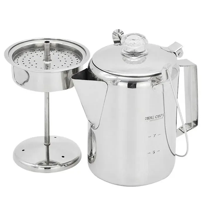 1.2l Extérieur 9 Tasse En Acier Inoxydable Percolateur Cafetière Cafetière Pour Camping Maison Kitchen-hy