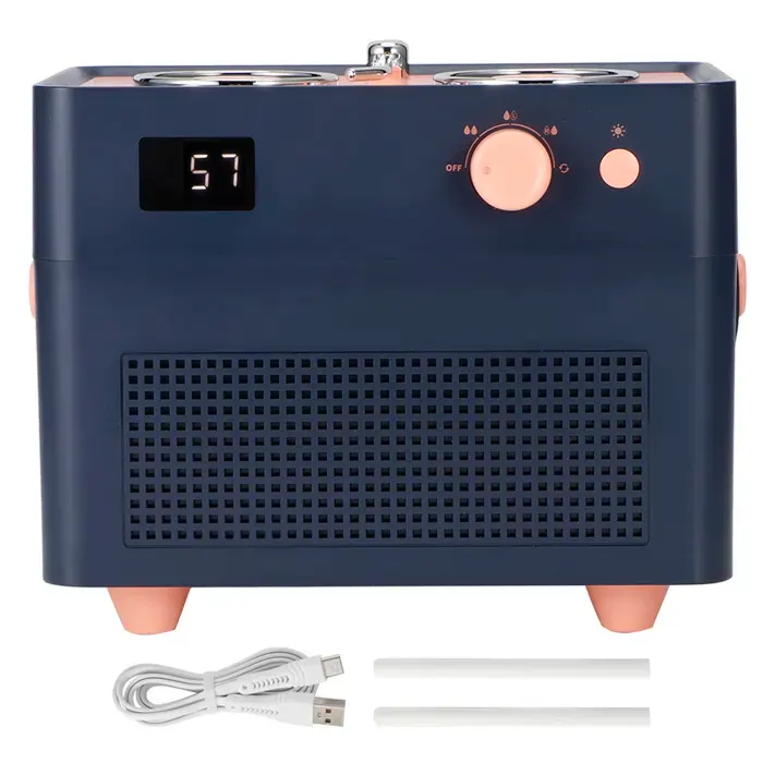 1. 3l retro air humidifier double spray mini diffuser digital display intelligent humidifier usb chargingblue