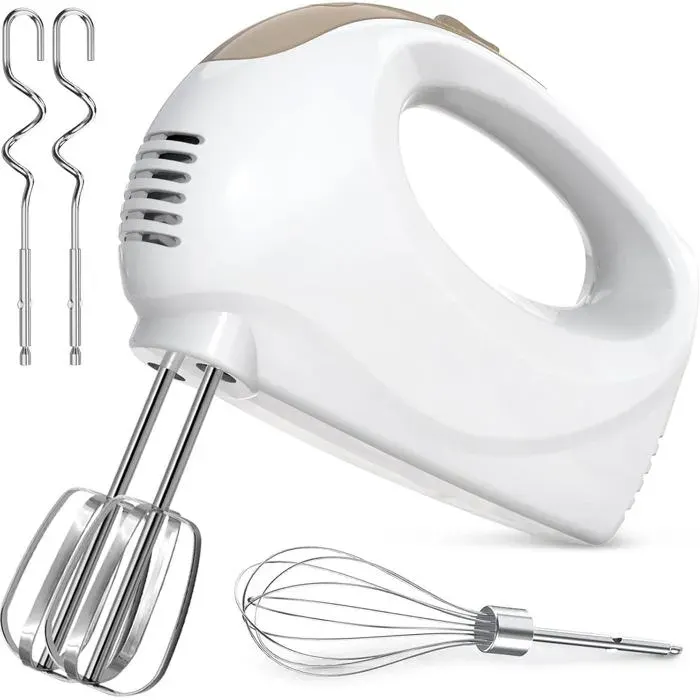 1 Batteur électrique à main5 vitesses2 fouets2 crochets pétrisseursacier inoxydablelave-vaissellecuisine domestique Label