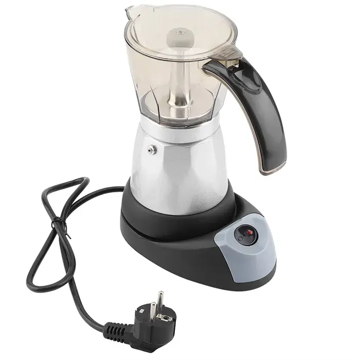 1 Cafetière électrique Moka 300 ml réservoir transparent alliage daluminium bouton unique maison cuisine .