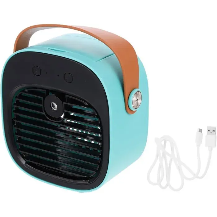 1 Ensemble Ventilateur USB de Bureau Compact Ventilateur de Refroidissement Silencieux Charge USBbleu