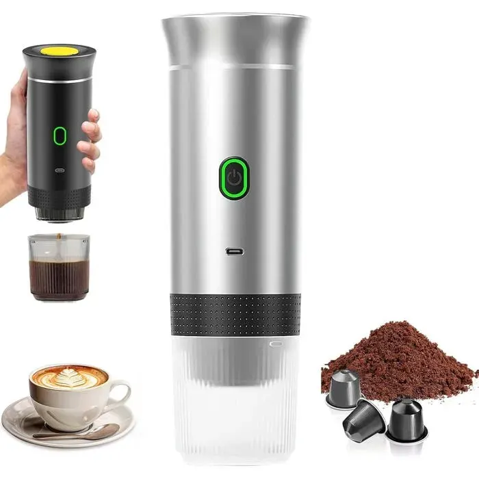 1 Machine à Café PortableChauffage Rapide 12VCapsules et Café MouluVoyageBureauMaison