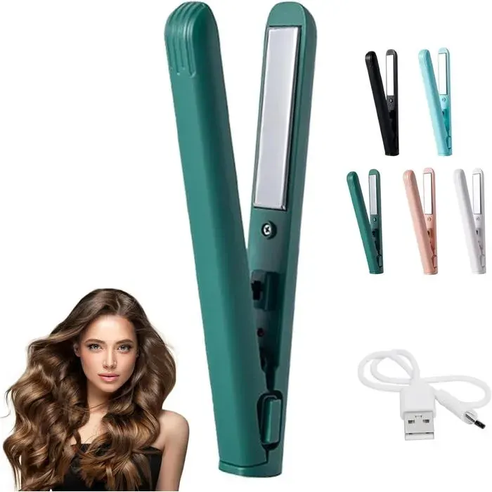 1 Mini fer à lisserplaques en céramiquedesign compact USBusage voyagesac . — coloris Vert