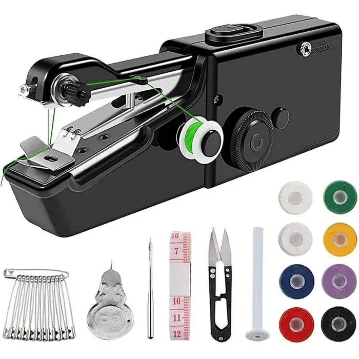 1 Mini Machine à Coudre Portable Alimentation Pile ou Secteur Pour Tissus Coton Denim Adulte Débutant