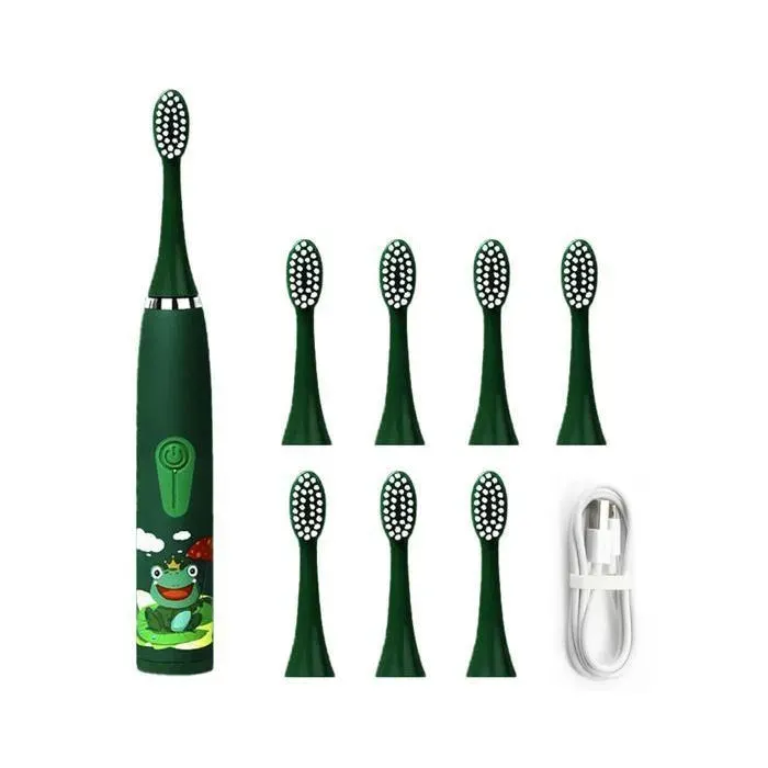 1 morceau de brosse à dents électrique pour enfants brosse à dents rechargeable haute puissance (8 têtes de brosse)