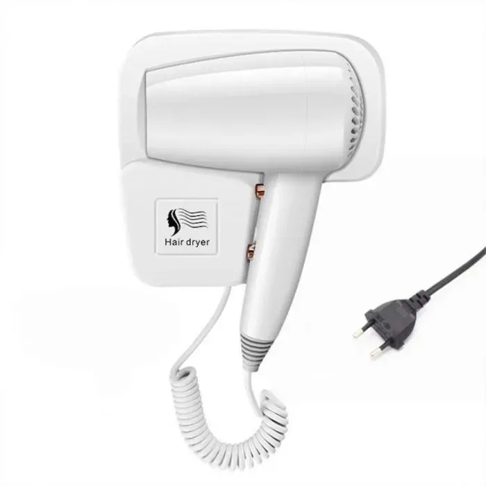 1 Sèche-cheveux mural 1200 W air froid grande vitesse ABS robuste cordon spiralé 2m pour salle de bain hôtel et maison .