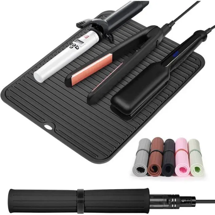 1 Tapis de protection silicone résistant à la chaleur 36x28 cm pour fers à boucler et lisseurs usage salon et domicile .