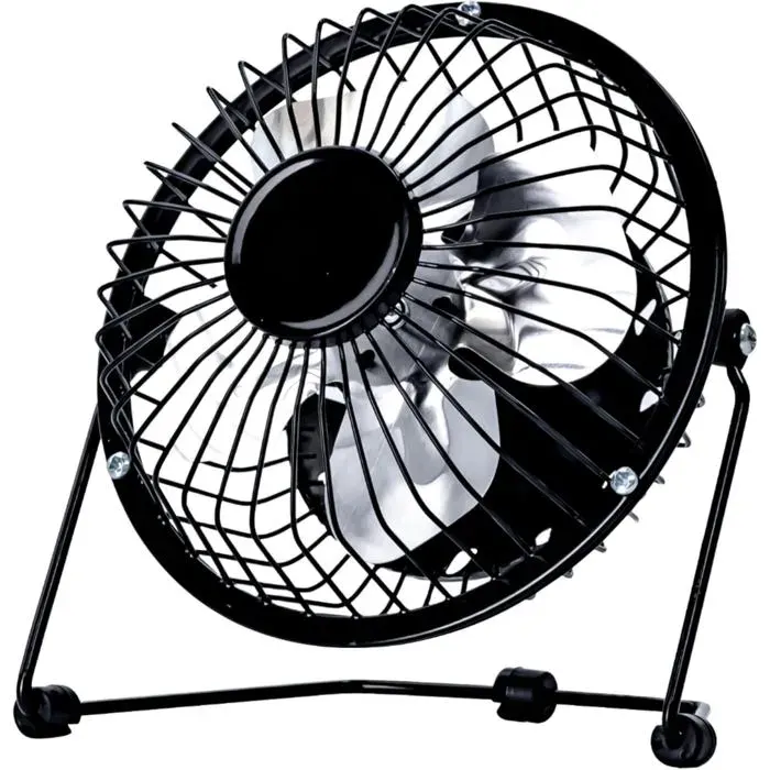1 Ventilateur De Bureau USB 102 Cm Noir Lames Métalliques Inclinable Pour Espace Personnel