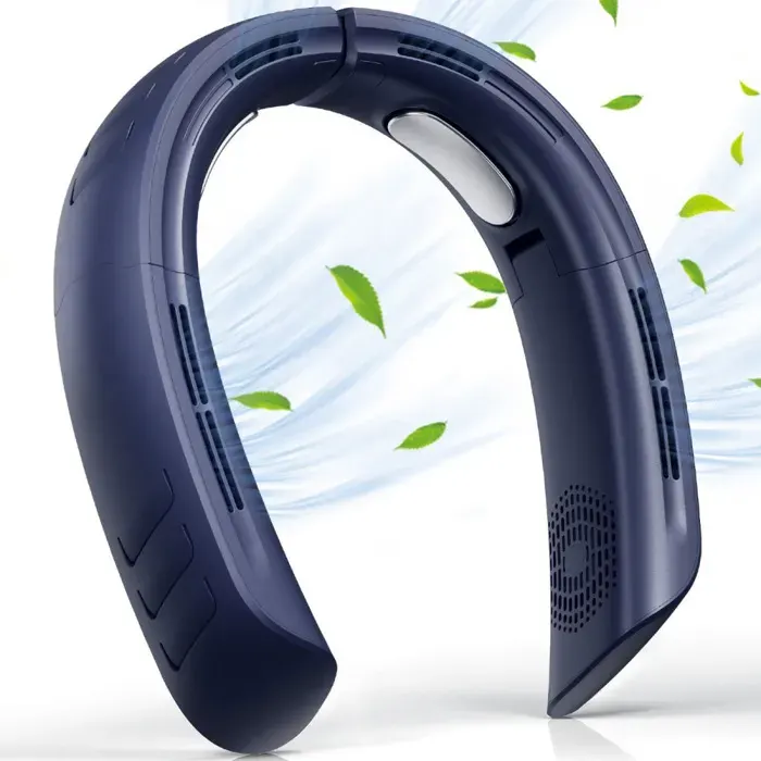 1 Ventilateur de cou pliable 80° rotation 360° 3 vitesses batterie 2400 mAh USB-C voyage .