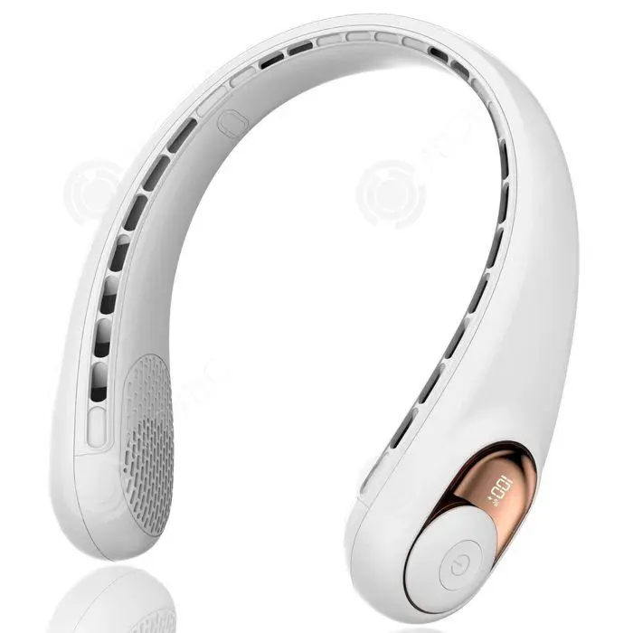 1 Ventilateur de cou sans pales blanc 3 vitesses réglables 4000mAh portable silencieux pour bureau extérieur voyage .