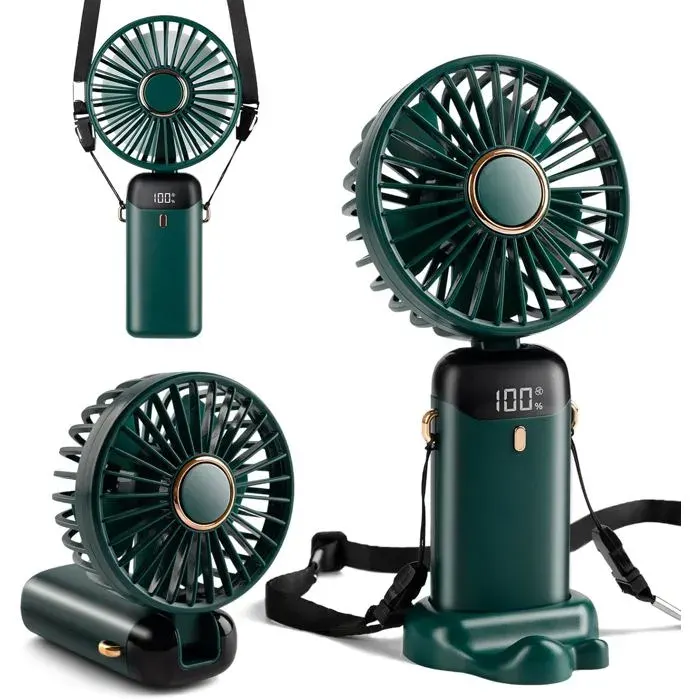 1 Ventilateur de Poche Rechargeable Batterie 4000mAh Pliable 90° Usage Main Cou Bureau