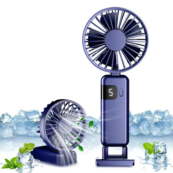 1 Ventilateur portable 5 vitesses Batterie 1200mAh USB-C Écran LED Pliable 90° Support téléphone Bureau Extérieur .