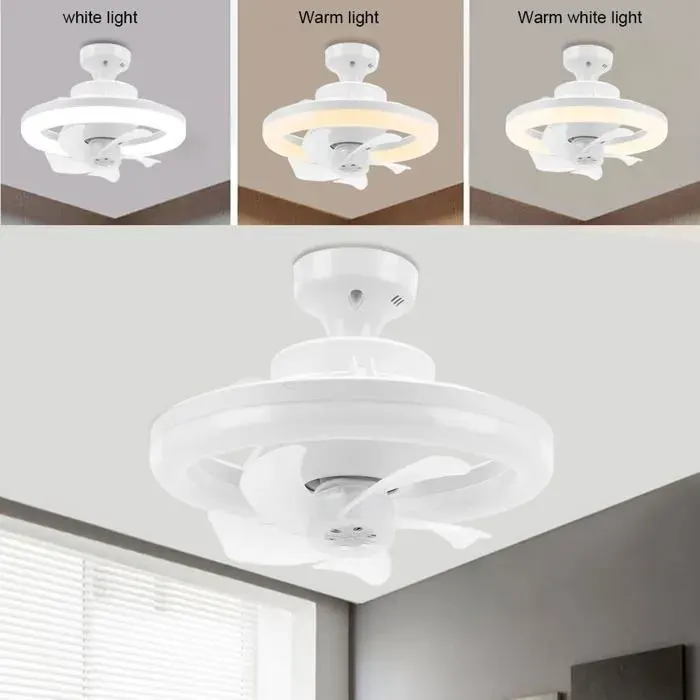 10 Lampe E27 Ventilateurs De Plafond Silencieux 48W Température 3 couleurs 360°Lumière de ventilateur à tête bl LAMPE DECORATIVE