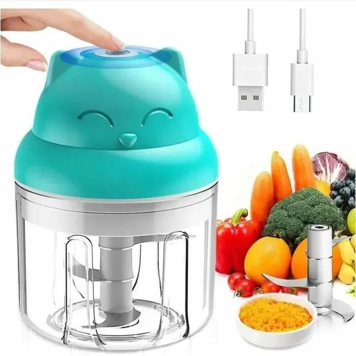 10 PCS Mini Hachoir Électrique Multi Moulinette 250ml Mixer Blender Avec Design Acier inoxydable 3 Lames Presse Ail Hachoir HACHOIR