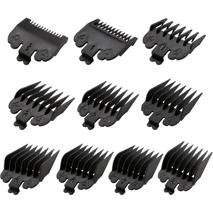 10 Pièces Peignes Pour Sabot Cheveux 15-25 Mm Sabot Tondeuse Tondeuse À Cheveux Limite Peigne 10 Longueurs De Coupe 1.5Mm 3