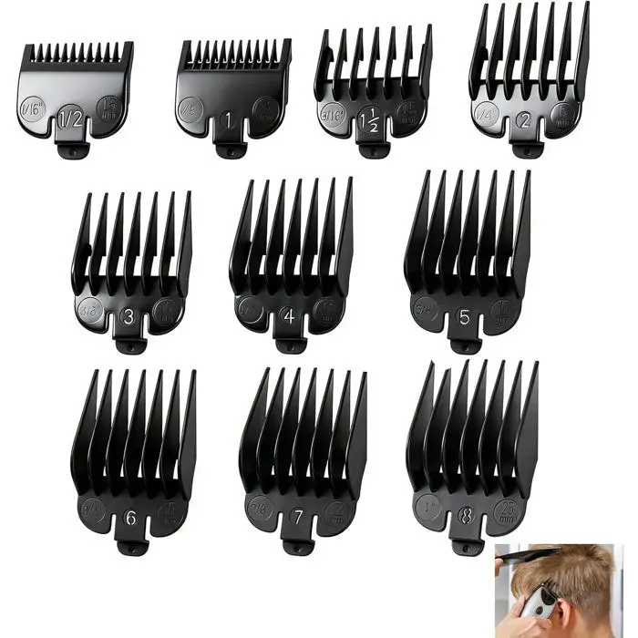 10 Pièces Sabot Tondeuse Peignes Sabot Pour Tondeuse À Cheveux 1.5-25 Mm Tondeuse De Précision Embouts Différentes Tailles Acc