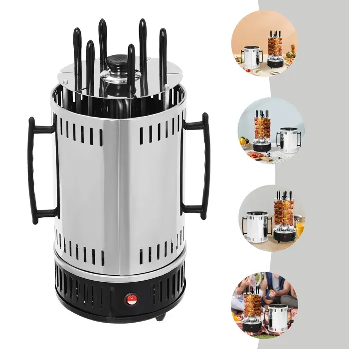1000W Grill Vertical Gril à Kebab Gril Electrique 400-500℃ pour BrochettesShawarma 6 Broches