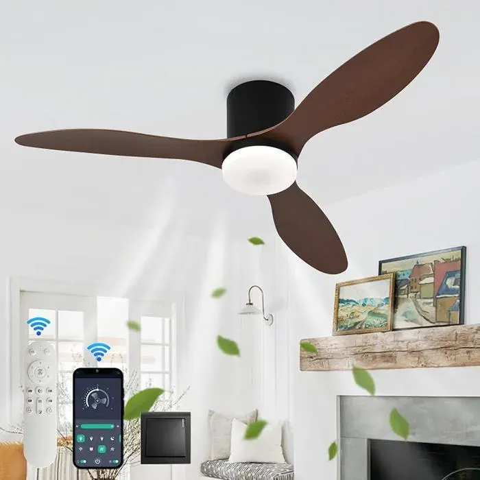 100cm Grand Ventiteur Pfond Avec Lumiere Et Télécommande Lustre Ventiteur De Pfond DC A Vigne du Bois Noir V VENTILATEUR DE PLAFOND