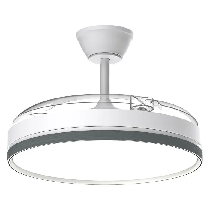 106cm Rétrable Silencieux Ventilateur Plafond avec Lumière 6 Vitesses et Télécmande 3 Températures de Coul VENTILATEUR DE PLAFOND — coloris Blanc