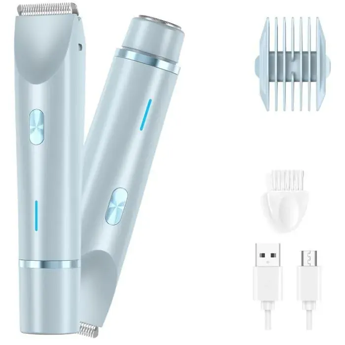 10pcs Tondeuse Femme Tondeuse Rasoir 2.0 2025 Rasoir Electrique 2-en-1 de Surete étanche IPX 7 (Bleu)