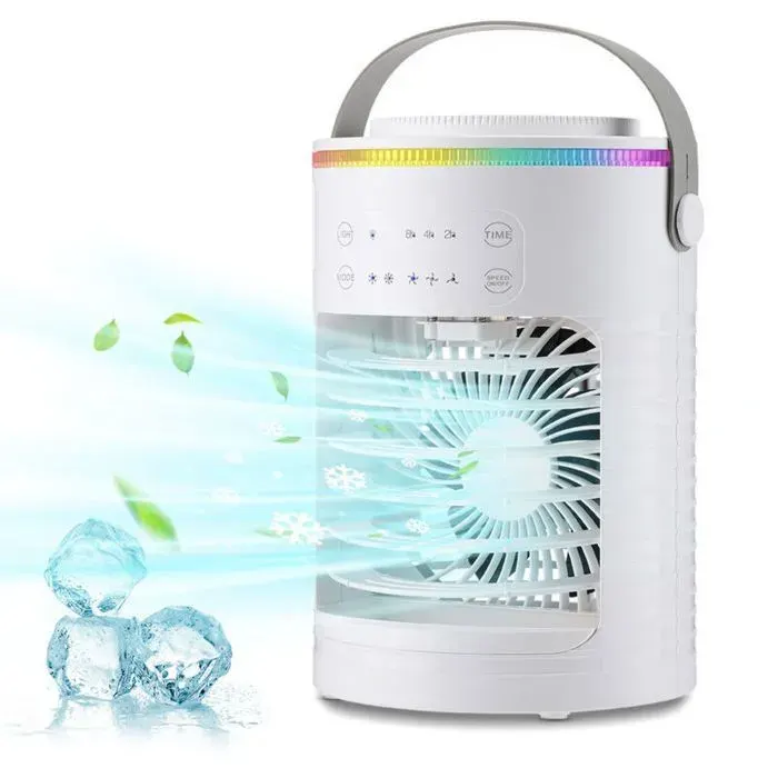 10pcs Ventilateur de climatisation portable refroidisseur dair à lumière dambiance colorée à 6 vitesses et trois vitesses de