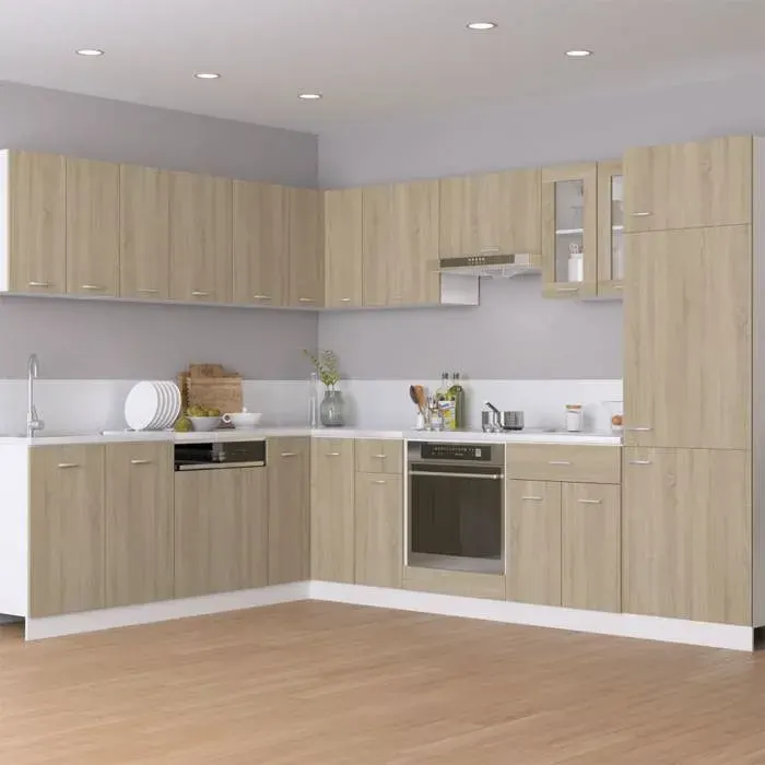(11670)Moderne Cabinet de réfrigérateur Chêne sonoma Bois d’ingénierie poid:61.5 kg