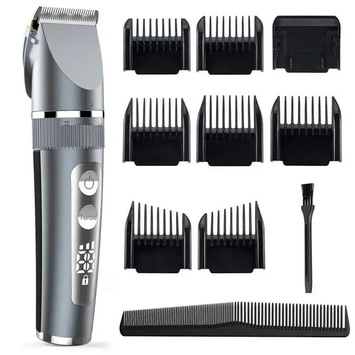 1200mAh Tondeuse Cheveux HommesTondeuse Cheveux Professionnel Sans FilTondeuse Barbe avec Écran LCD3 Vitess RéglageIPX7 Étanche