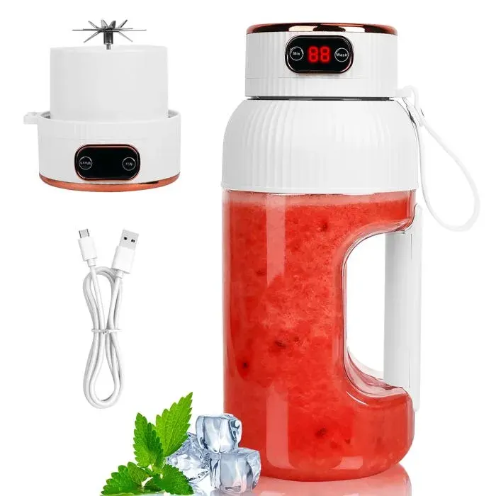 1200ml Mixeur Portable Mini Blender Réchargeable Grand Capacité pour Smoothies Mélange et Broyage de Glace Shaker Électrique