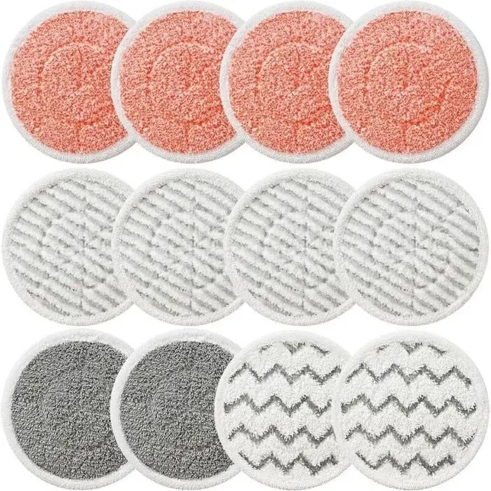 12pcs Tampons de rechange pour balai vapeur Shark - Tout en un nettoyage et polissage Lot de 12 avec 4 puissants 4 doux 4 récurants
