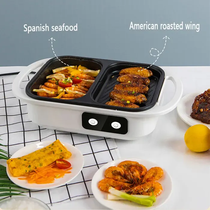 1300W Appareil à fondue 2 en 1 - Fondue électrique Avec grill - 1L - Revêtement antiadhésif - Combiner fondue chinoise et barbecu