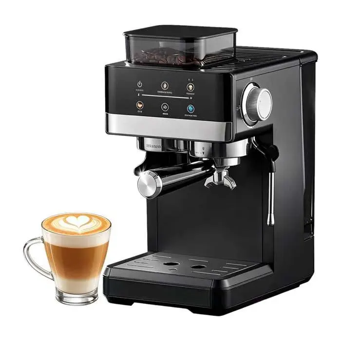 1350W Machine à café expresso broyeur 20 bars 20 niveaux mouture écran tactile buse vapeur réservoir 18L