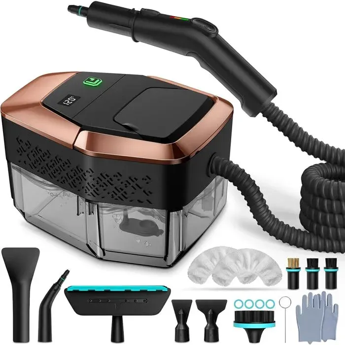 14 en 1 Nettoyeur Vapeur 3 Niveaux Poignée Réglable Affichage Température 15s en Chauffe18L Réservoir pour Cuisine [A1]