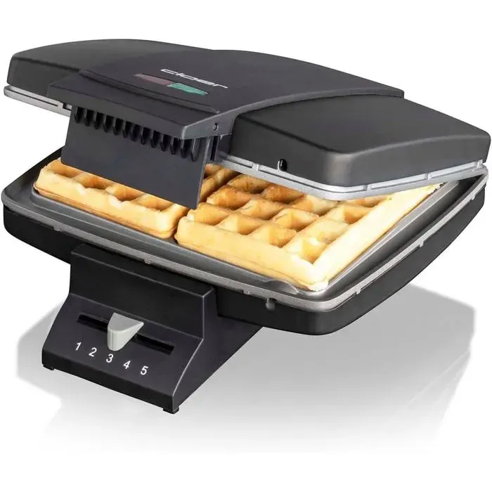 1440 Gaufrier De Bruxelles Pour Gaufres Belges Traditionnelles 930 W Lumière De Cuisson Revêtement Antiadhérent Noir[PE422]