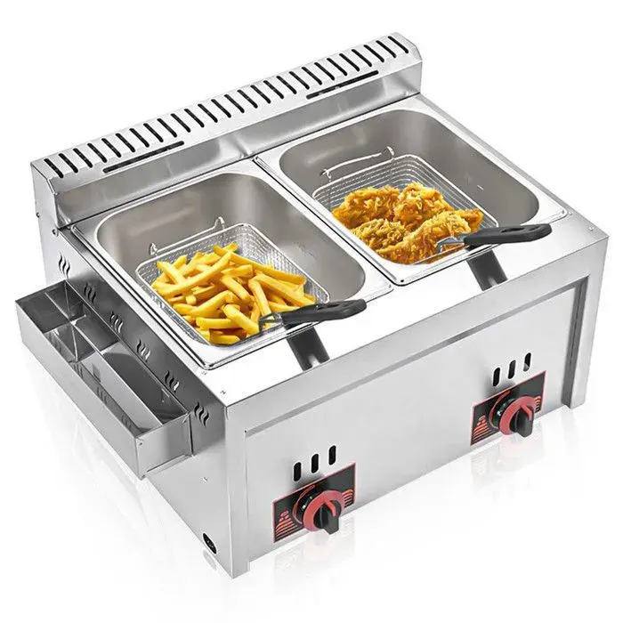 16L Friteuse À Gaz De Grande Capacité Paniers Et Couvercle AmoviblesPuissance De Feu Réglable Friteuse Convient à tous les gaz
