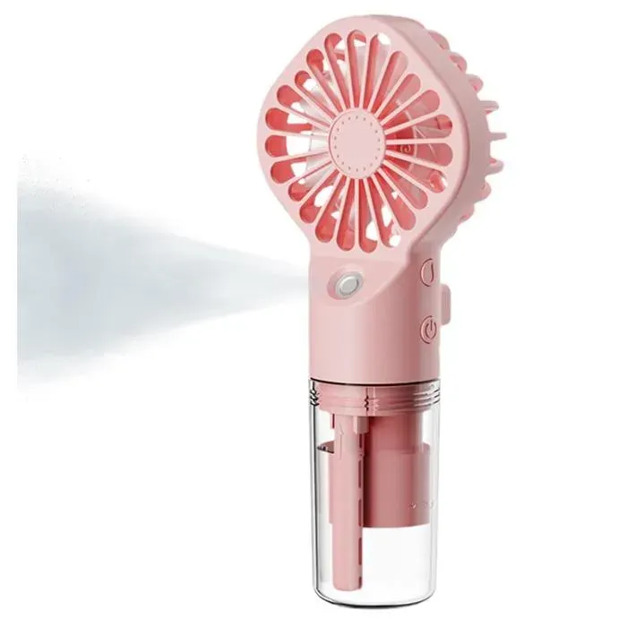 16x7x4 Cm Ventilateur Brumisateurs Portable Mini Ventilateur À Main With Fonction Humidification À 4 Vitesses USB Rechargeable.