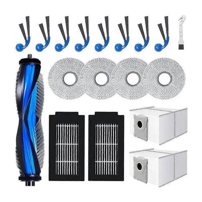 18 Pièces aspirateur Ecovacs Deebot T30C Omni et T30C Pro Omni: brosse principale lingettes sac à poussière et brosses latérales.