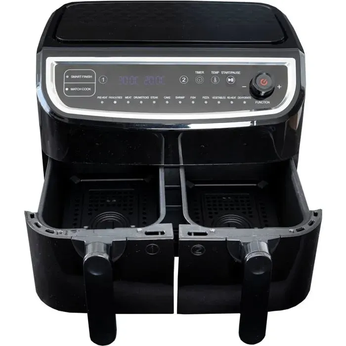 18290003 Friteuse À Air Chaud Xxl Double 9 L (2 X 45 L) Avec Deux Paniers De Friture Réglables - 2400 W - Affichage Led 200° - 11