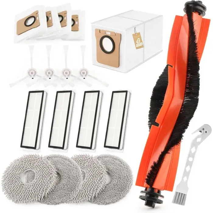 18PC Kit Daccessoires pour Xiaomi X20 plus/X10 plus/L10s Ultra/L10 Ultra Aspirateur Robot avec 1 Brosses Principales4 Brosses