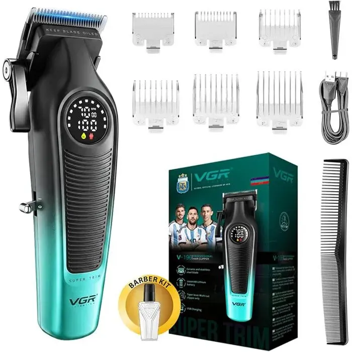 196 Tondeuse Cheveux Hommes Professionnel Sans FilLames En Céramique Tendeuse Cheveux Pour Hommes Professionel a Vert