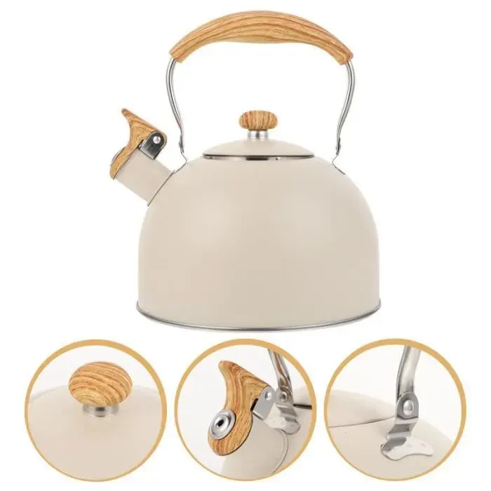 1pc 2.5L ustensiles de cuisine plate Kinder Kettle Sounding Bouilloire beige bouilloire electrique petit deje BOUILLOIRE ELECTRIQUE