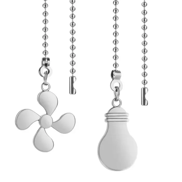 2 chaînes de traction pour ventilateur de plafond (argent)