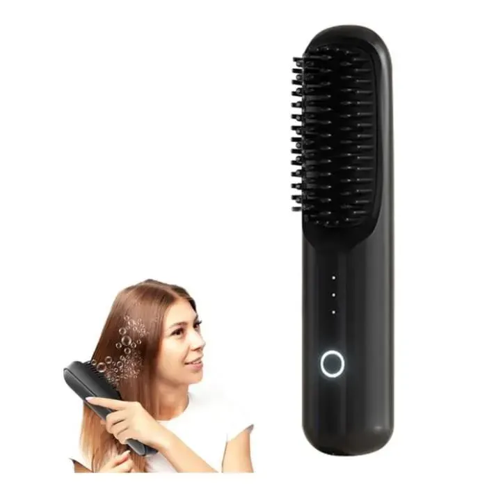 2 en 1 Brosse Lissante pour Cheveux Sans Fil à Lisser à ions négatifs avec 3 températures Brosse Lissante Chauffante (Noir)yd