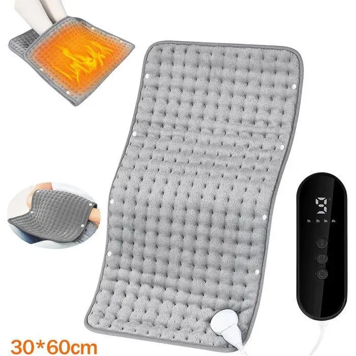 2 en 1 Coussin Chauffant Coussin Chauffant électrique 30-70 ℃ avec 9 température Chauffage rapide et Arrêt automatique 30*60cm