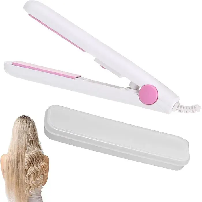 2 en 1 Lisseur Cheveux Mini lisseur de Voyage Professionnel Lisseur Boucleur Cheveux en Céramique pour Tous Types de Cheveux Blanc