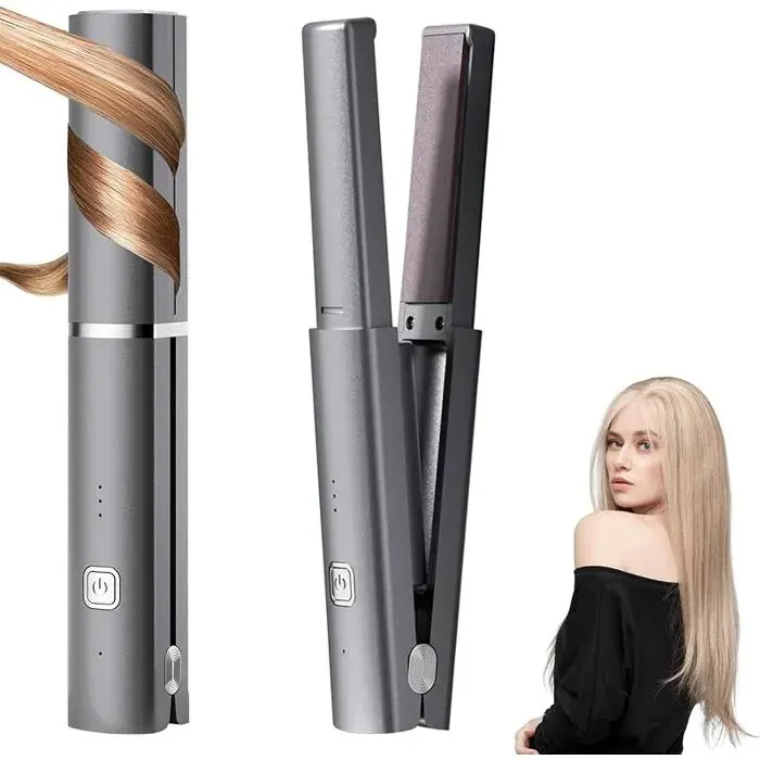 2 en 1 Lisseur Sans Fil et Boucleur Cheveux Rechargeable de Fer à Lisser Portatif avec 3 Température & 2600mAh LISSEUR