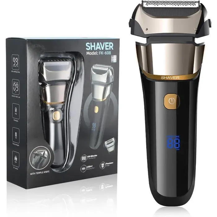 2 En 1 Rasoir Electriques Hommes Avec Écran Lcd Tondeuse Barbe Rasoir Électrique Rechargeable Pour Homme Wet & Dry Étanche R