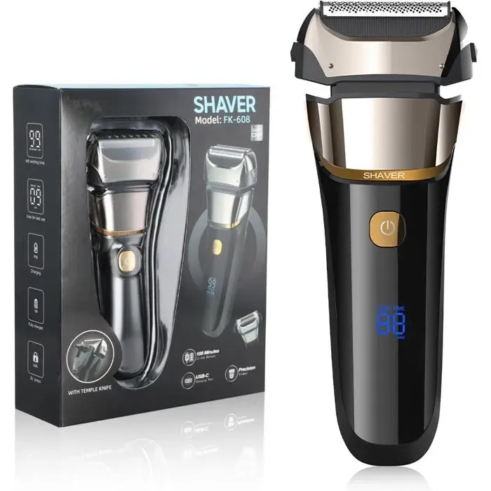 2 En 1 Rasoir Electriques Hommes Wet & Dry Étanche Rasoir Électrique Rechargeable Pour Homme Avec Écran Lcd Tondeuse Barbe