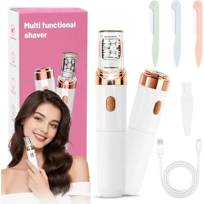 2 In 1 Épilateur Visage Femme Epilateur Electrique Femme Epilation Visage Rechargeable Par Usb Avec Lumière Led Epilation Visag