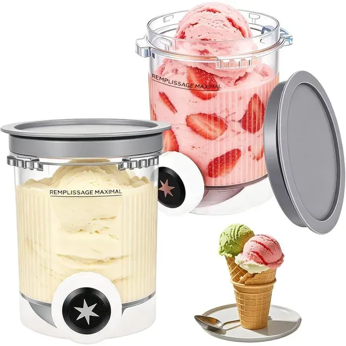 2 Pcs Pot Pour Ni-N-Ja Swirl By Creami Récipient Pour Creami Nc701Eu Nc700 Pot Creamy Deluxe Bacs À Crème Glacée Avec Couvercle