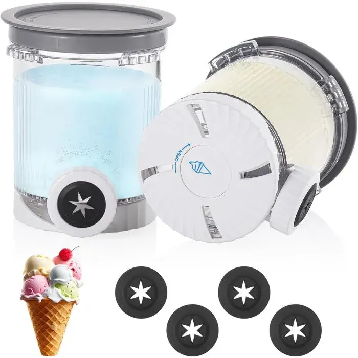 2 Pièces Pot Pour Ninja Ice Cream Swirl 480 Ml Récipient Pour Ninja Creami Pour Nc700 Nc701 Bacs À Crème Glacée Avec Couvercle E